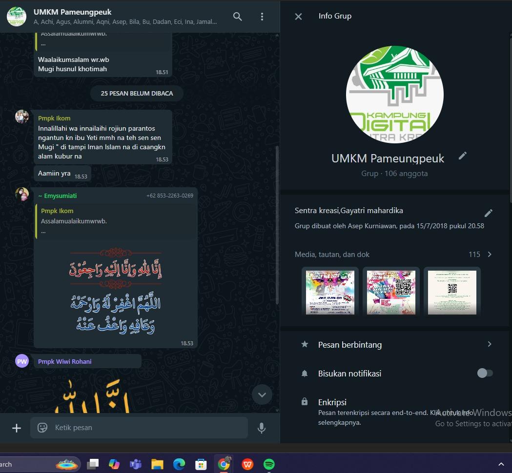 Fokus UMKM Pameungpeuk di WhatsApp Group